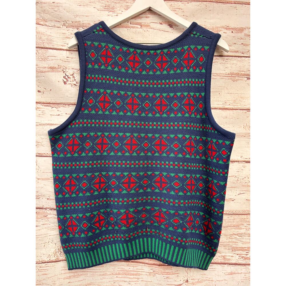 DEMETRE Men's / Unisex Pure Virgin Wool Fair Isle Sweater Vest VTG - Picture 4 of 4
